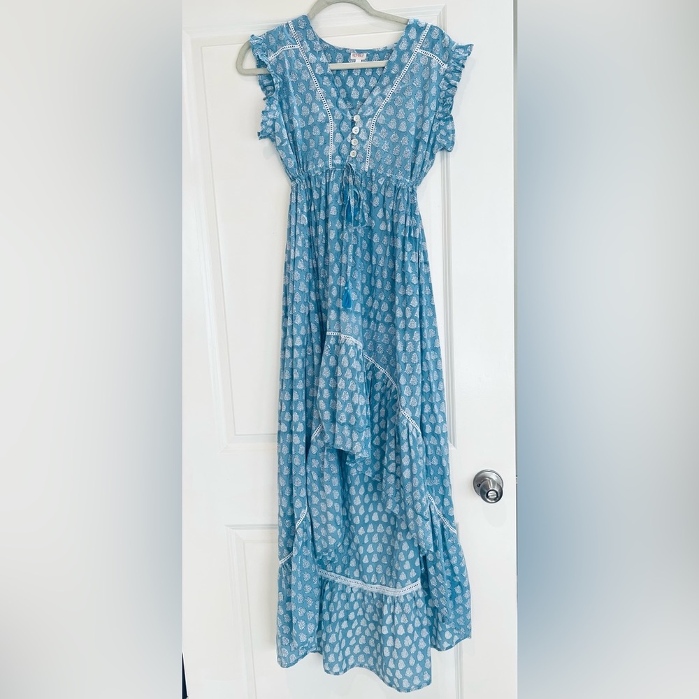 The Kemble Shop Asymmetrical Emma Dress In Blue